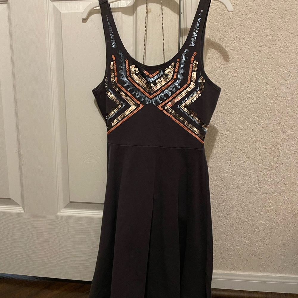 Express Black Mini Dress with Sequin Accents